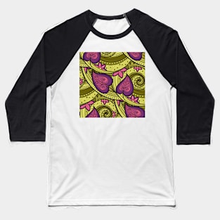 Paisley Print with Vintage Floral Motifs Baseball T-Shirt